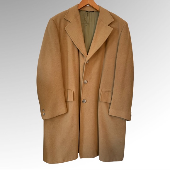 Greentree’s Other - GREENTREE’S Men’s Camel Cashmere Wool Button Dress Coat 🧥